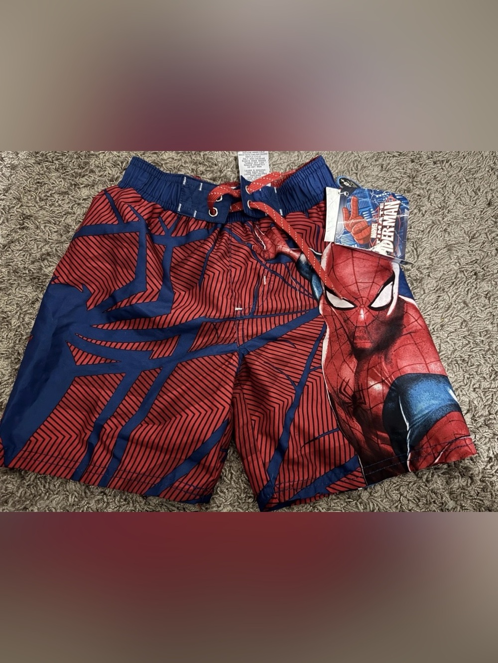 Marvel Spiderman Licensed Swim Shorts Boys Size 4/5 NWT red blue